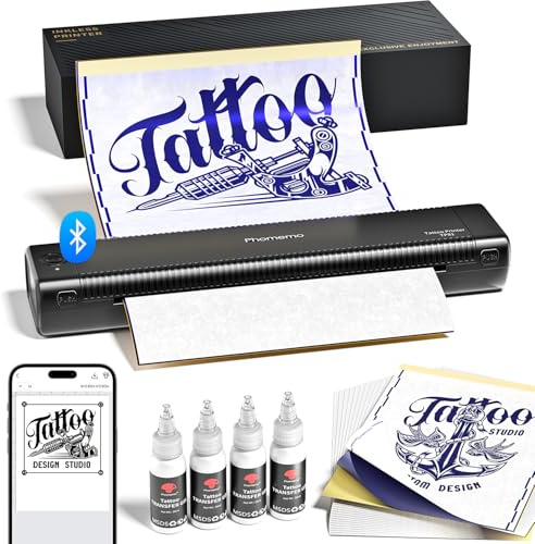 Phomemo TP81 Tattoo Drucker, Stencil Drucker mit 100pcs Transfer Papier | Schablone Drucker Bluetooth, Stencil Drucker, Thermodrucker Tattoo Maschine für Professionelle Tätowierer und Anfänger