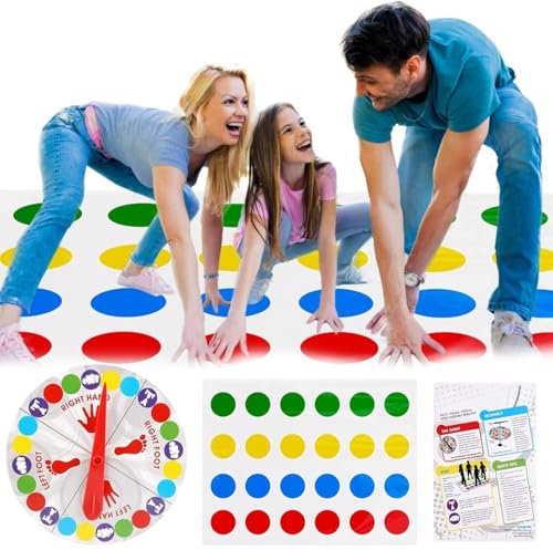 Twisting Game for Kids Adults, Balance Floor Mat Game with Turntable, Twister Air Game, Body-Strengthening Party Game Pad with Spinner for Family Team, Interactive Puzzle Games for 2+ Players