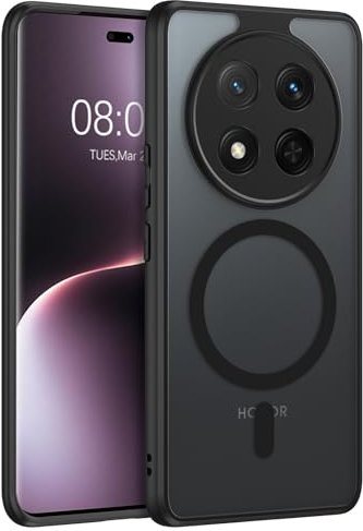 DUEDUE Coque Magnétique pour Honor Magic 7 Lite /X9C/X60 Pro Compatible avec MagSafe,Protection Étui Housse Antichoc Bumper,Anti Rayures Dos Translucide Mat Arrière Fine pour Honor Magic 7 Lite,Noir