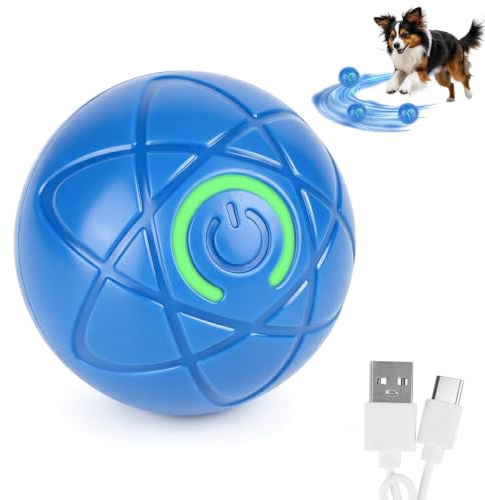 Interaktives Hundespielzeug Ball, Sichere Dauerhaft Magic Ball für Hunde | Automatisch Hundeball Elektrisch für Kleine Mittlere Hunde, USB Wiederaufladbar (Blau)