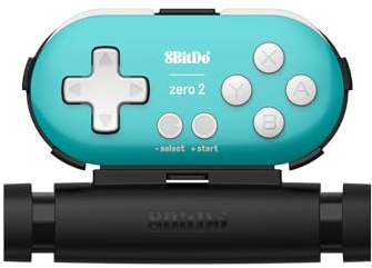 8Bitdo Zero 2 - Mini controller Bluetooth con clip per interruttore, Windows, Android (Turquoise Edition)