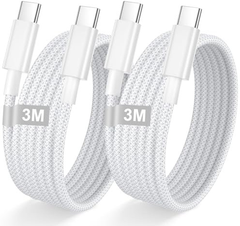 2Pezzi 3M Cavo USB Type-C Ricarica Rapida per iPhone 15 16 Pro Max/15 16 Plus/16/15,iPad Pro/Air,MacBook, Cavo iPhone 15 16 Cavo USB C to USB C 60W Nylon Cavo Apple USB C Cavetto