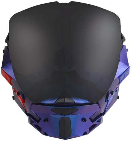 DEJIN Tactical Paintball Airsoft Mask, Cyberpunk Style Full Face Breathable Mask Detachable Anti-fog Lenses 4 Kinds Of Light Mode Halloween Party Cosplay Mask