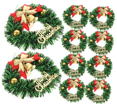 HEALSOPTHY 10 Piezas Mini Coronas Navideñas Decorativas para Árbol Puerta y Ventana Guirnaldas Pequeñas con Detalles Realistas para Decoración de Fiesta y Manualidades Navideñas