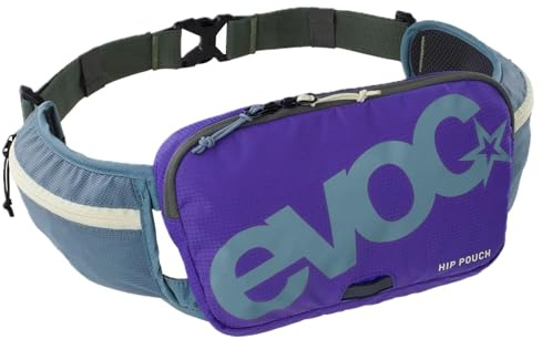 EVOC HIP Pouch Hüfttasche, Steel - Violet - Dark Olive | Hüfttasche, Bauchtasche, leichte Gürteltasche mit mehreren Fächern, Fahrradzubehör mit AIR PAD SYSTEM, individuell anpassbar