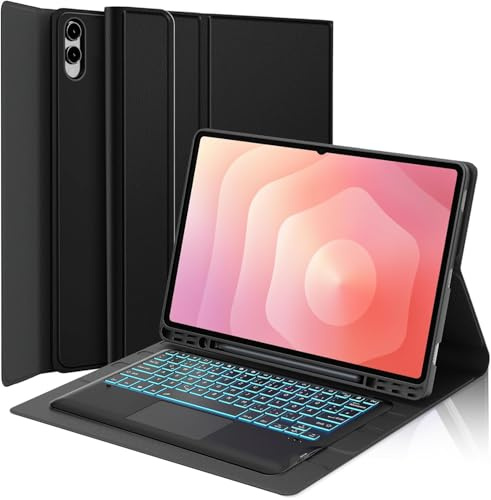 Wineecy Hülle mit Touchpad Tastatur für Samsung Galaxy Tab S11 Ultra 14.6 Zoll 2025 Tablet SM-X936B/ SM-X930, 7 Farbige Beleuchtung, Abnehmbare Magnetische Bluetooth QWERTZ Tastatur