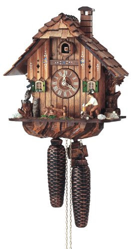 Anton Schneider Schwarzwaldhaus-Uhr mit beweglichem Holzfäller