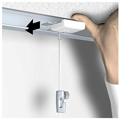 Art & More Bildaufhänger speziell für abgehängte Decken/Systemdecken, mit Perlonseil (transparent, 2 m) und Metallbilderhaken, max. Tragkraft 5 kg