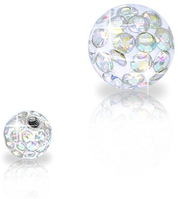 Soul-Cats Piercing Kugel Schraub Ersatzkugel Kristall Gel Epoxy Ferido viele Größen, Farbe:Regenbogen, Gewinde:1.2 mm, Kugelgröße:3 mm