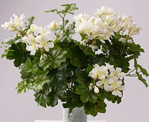 kunstpflanzen-discount.com Geranien Kunstblume mit 116 weißen Blüten, Höhe und Durchmesser ca. 40cm - Künstliche Pelargonien zum Stecken