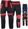 Motorradhose Herren mit 2CE Protektoren - Winddicht Biker Quad textil Hosen - Wash- & Abnehmbar Thermo-Futter, Kombi-Reißverschluss, Elastischer Bund - aus 4 Schichten & 2 Zipper Taschen Rot - 56