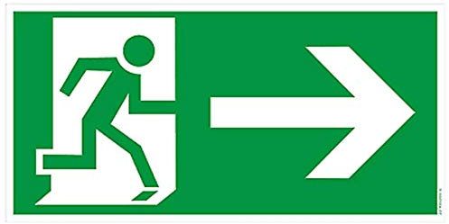 Rettungsweg Notausgang Schild PVC Kunststoff nachleuchtend rechts 400x200mm XXL von MBS-FIRE