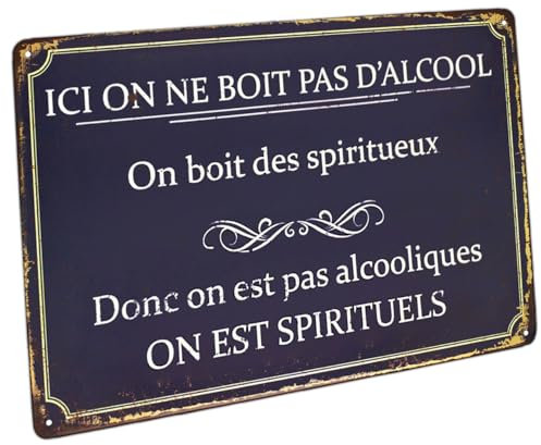 Hioni Ici on Ne Boit Pas D'alcool Est Spirituels, Pancarte En Métal Panneau Poster Plaque Métallique Slogan Art Décor Vintage Pr Maison Café Pub