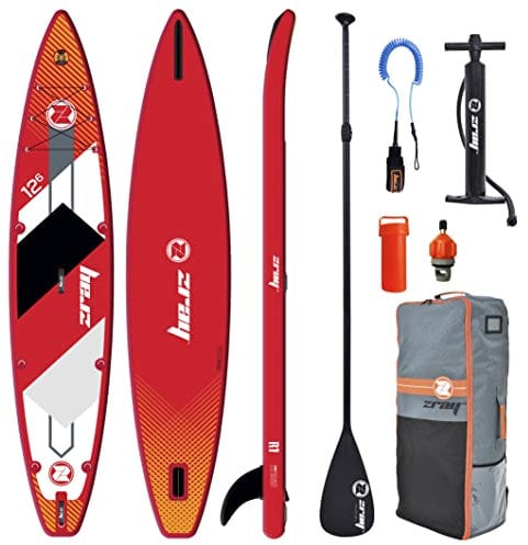 Zray Sup Stand Up Paddle Aufblasbares Rapid 12'6 - PB-ZR1B - Fusion aus doppelschichtigem Dropstitch + Carbon Fiber Stringer - Komplettpaket - Max. 160 kg - 300 L - 381x76x15cm