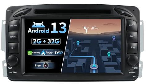 JOYX Android 10 Autoradio für Benz ML W163/CLK W209/C-Class W203 /SLKW170/E-Klasse W210/A-Klasse W168 | Kostenlose Canbus-Kamera Mikrofon | 2G/32G | 7 Zoll 2 DIN | Dab BT5.0 Lenkrad Carplay 4G WiFi