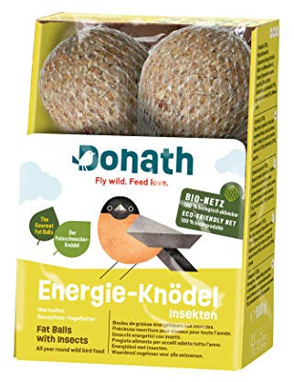 Donath gnocco energetico con insetti per cince buongustai, in rete BIO – 100g l’uno – pregiato cibo per uccelli selvatici adatto tutto l’anno - dalla nostra manifattura nel sud della Germania