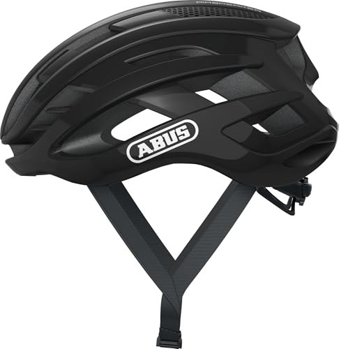 ABUS Rennradhelm AirBreaker - High-End Fahrradhelm für den professionellen Radsport - für Jugendliche und Erwachsene - Helm für Damen und Herren - Schwarz Glänzend, Größe M
