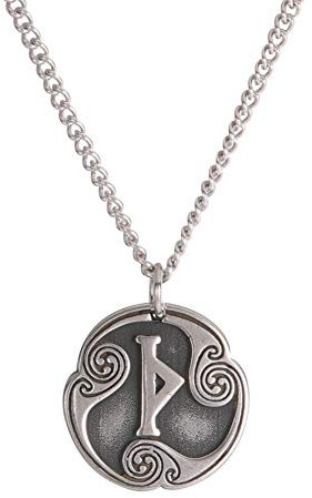 TEAMER Wikinger Runen Halskette Edelstahl Norse Runen Talisman Anhänger Wikinger Elder Futhark Ring Kreis Halskette Amulett Schmuck für Männer Frauen (THURISAZ)
