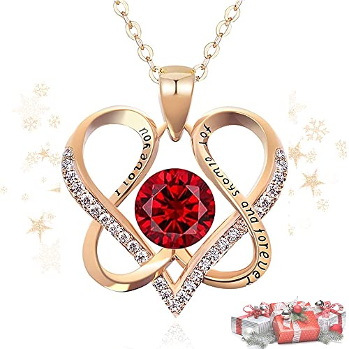 DYD Collier Femmes, Sterling 925 Collier en Or Rose Pierre de Naissance Pendentif avec Rose Bleue Boîte Cadeau de Bijoux, Fête des Mères, Saint-Valentin, D'anniversaire (Juin)