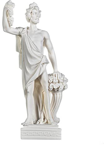 Dionysus Statue Bacchus Griechischer Gott des Weins Traubenernte Alabaster Skulptur 9,5 Zoll