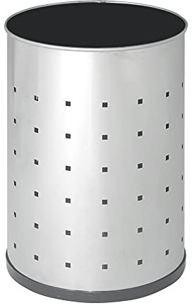 OFITURIA® Papelera de Interior Acero inoxidable Capacidad 12 litros Color Brillo con Perforados Ideal para Escritorio y Oficina