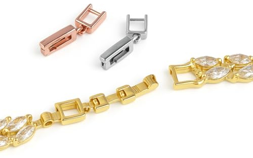 ONDEGO® Klappverschluss Verlängerung Zwischenstück für Kette oder Armband – Silber, Roségold oder Gold – Schmuckverlängerung Collier Armband Verbinder (Gold)