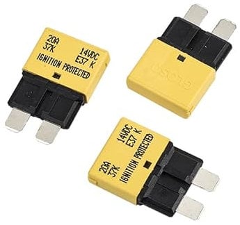 GLOSO flachsicherungen Autosicherungen Leistungsschalter für KFZ Auto Wohnmobil Boot Motorrad Automatisches Zurücksetzen 3 Stück 20A E37