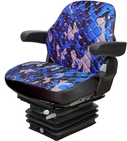 Binbir Trend Strapazierfähiger Universal-Traktorsitzbezug für Schranktraktoren ohne Kopfstütze, Gabelstapler-Sitzbezug, Camuflage-Muster, 8 Farben (Impertex Blue Camuflage)