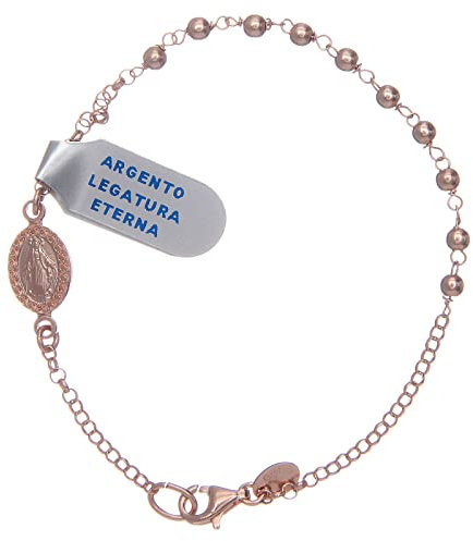 Holyart Bracciale Rosario Argento Lucido 925 Rosato
