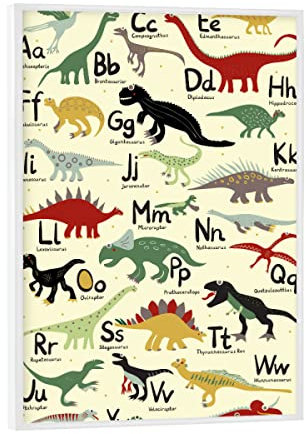 artboxONE Poster mit weißem Rahmen 18x13 cm Für Kinder Dinosaurier Dinonamen ABC - Bild Dinosaurier ABC Alphabet