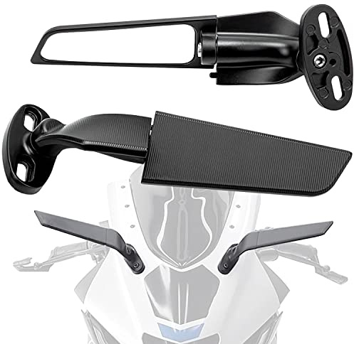 Modified Motorcycle Rearview Mirror,1 Pair Adjustable Rotating Side Mirrors,Wide Viewing Angle Wing Rearview Mirrors for Ninja 300 400 650 ZX6R CBR1000RR