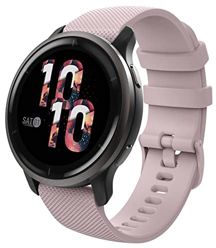 MoKo Bracelet de Montre Compatible avec Garmin Vivoactive 4S/Forerunner 255S/255S Music/Venu 2S/Vivomove 3S, 18mm Bracelet Sport de Remplacement en Silicone, Rose