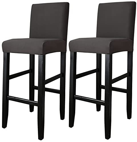 Barhocker Bezüge,2 Stück Stretch Abnehmbar EsszimmerstuhlbezügeBarhocker Bezug, waschbarer Stuhl-Schonbezug für Esszimmer, Küche (2 Stück Dunkelgrau)