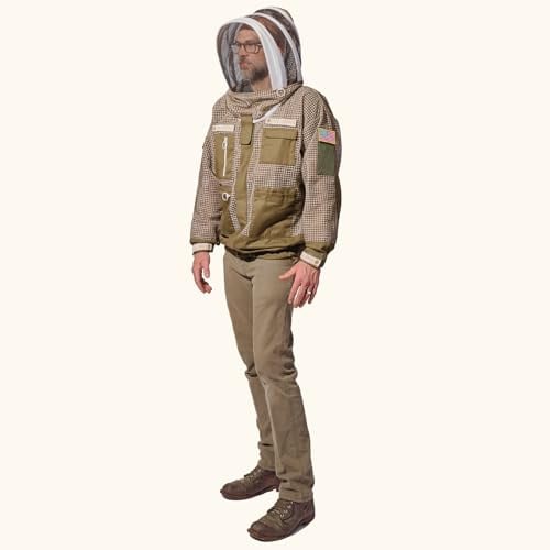 Sting Stopper Ventilated Beekeeping Jacket, Olive Green, Large
