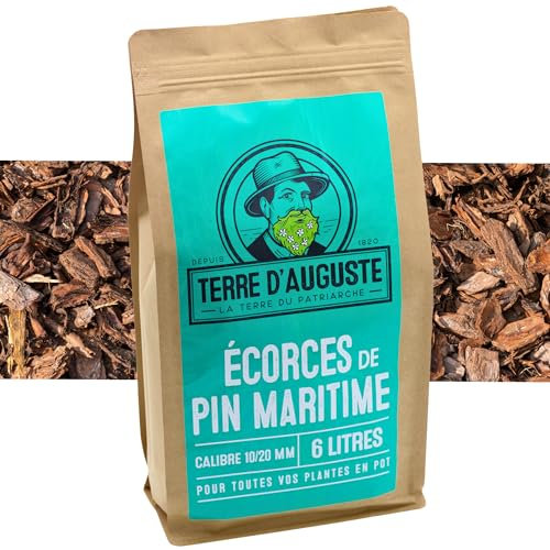 Terre d’Auguste - Ecorces de Pin Maritime Décoratives 6L - Substrat Orchidée et Plantes d'Intérieur - 10/20MM - Contre Le Gel et la Pousse des Mauvaises Herbes.