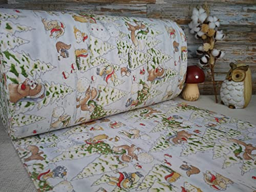 240cm Extrabreit Flanell Baumwolle Stoff Meterware ab 50cm 100% Baumwollstoff Stoffe Bastelstoff ÖKO-TEX Ranforce Kinderstoffe Stoffe Kinder Baum Kaninchen Babystoffe Baby Elefant VF0T0001 (Grau)