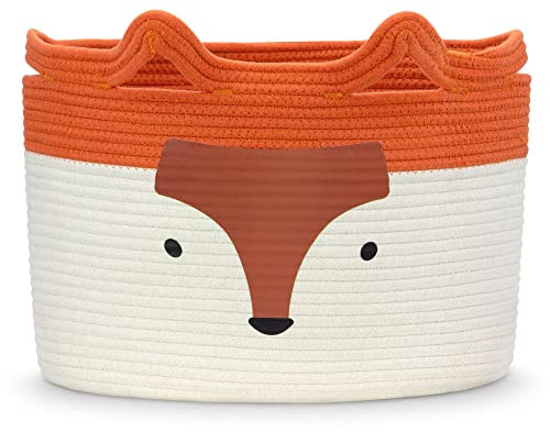 Goodheim Cesto portaoggetti per bambini in cotone per giocattoli e biancheria, cesto per biancheria e giocattoli in uno, decorazione per la cameretta dei bambini, Volpe