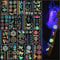 ACWOO Néon Tatouages Temporaires, 20 Feuilles Néon UV Autocollant de Tatouage Phosphorescent, Glow UV Neon Tattoo, Faux Tatouages Fluorescents de Visage Corps, Tatouages Néon Imperméables, Bar Party
