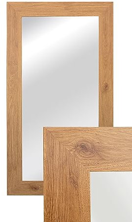 BD ART Wandspiegel Dekorativ Garderobenspiegel Ganzkörperspiegel 90x50cm Bernstein Eiche