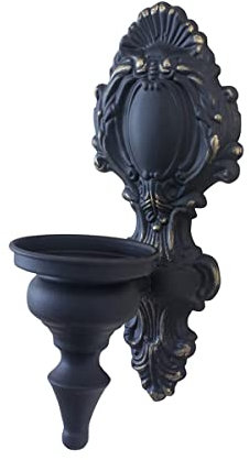 TentHome Wandleuchter Kerzenhalter Kerze Wand Kerzenständer Stumpenkerzen Französisch Barock Wandwindlicht Metall Kerzenleuchter Antik Wanddekoration für Wohnzimmer Esszimmer (Antik Schwarz B)