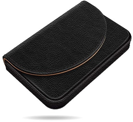 xiviers Visitenkartenhalter, PU-Leder Visitenkartenetui Farbdruck Muster Kartenhalter Brieftasche, Taschen Magnetische Kreditkartenhalter für Männer und Frauen, Schwarz