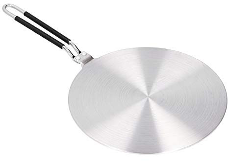 Induction Hob Converter Plate, Stainless Steel Adapter Plate, Heat Diffuser with Silicone Handle Cover, Compatible with Gas Hob, Electric Cooker, Professional Chef Use (24CM)