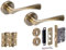 HANDLEZONE® Zena Door Handles on Rose 3 Lever Lock Pack with Ball Bearing Hinges - Antique Bronze