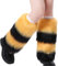 FeMereina Women Furry Leg Warmers Vintage 80s 90s Leg Warmers Winter Warm Faux Fur Leg Warmer Y2K Leg Sleeves (Black & Yellow, One Size)