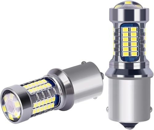 Bsxywa P21w LED Ampoules 1156 Ba15s 12V 24V, 60SMD Super Brillant Blanche 6000K, Pour Auto Voiture RV Camions DRL Feux de Jours, Feu de Recul, Feux de Brouillard arrière. (Lot De 2)