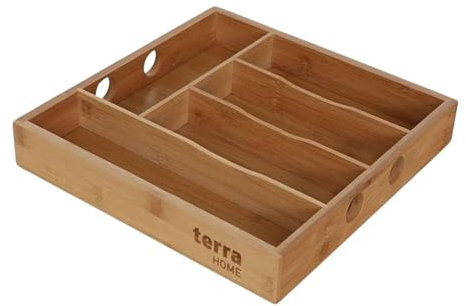Terra Home Besteckkasten 5 Fächer Schublade Geschirrkasten Bambus braun 30x30x5 cm (2)
