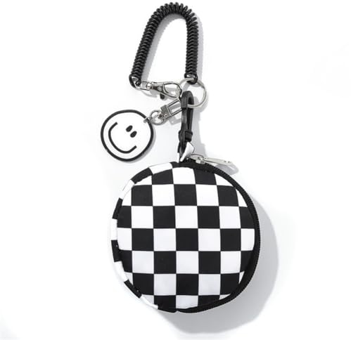 Porte-monnaie rond pour pièces de monnaie - Porte-monnaie - Porte-carte d'identité - Pour homme, femme, garçon et fille, Noir , Pochette à monnaie