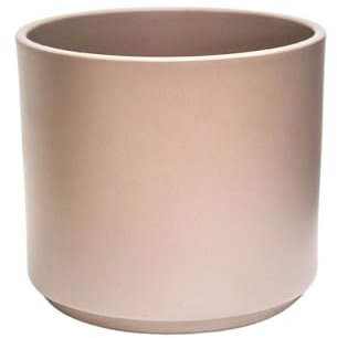Ivyline Prague Planter in Taupe - Waterproof & Durable - Stylish Indoor Cylindrical Ceramic Flower Houseplant Pot with Matte Finish - H13cm x D13cm