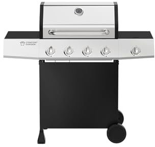 Comfort Garden 4-Burner BBQ Grill with Side Burner | 3008.70 sq cm Primary Cooking Area | Heavy-Duty Cast Iron Grids | 4x10,000 BTU Burners | Steel Construction | Black PE Finish