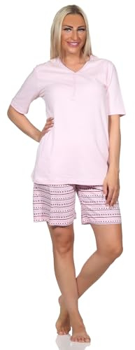 Normann Damen Kurzarm Schlafanzug Shorty Pyjama im Ethnolook - auch in Übergrössen
